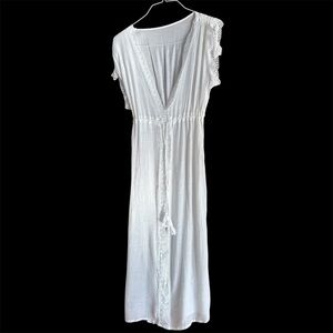 Chic White Lace Swim Coverup- one size- Boho Resort Coastal Beach Summer